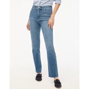 J.Crew Stovepipe Jeans WMNS 25 Petite Medium Blue Wash High Rise Stretch Denim